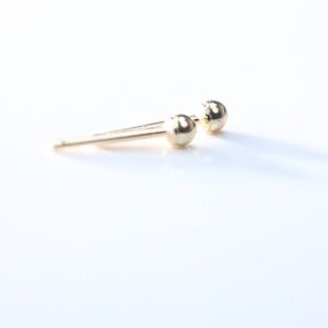 Solid 14kt Gold ball Earrings Pair Set of Two New